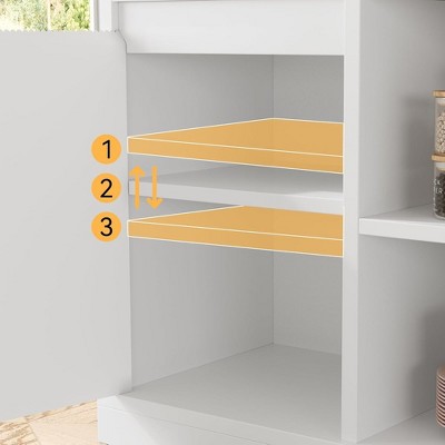 Modern Buffet Cabinet with Storage, Fluted Sideboard Cabinet with 2 Doors, White Accent Coffee Bar Cabinet with Adjustable Shelves for Kitchen Room
