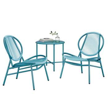 SONGMICS Patio Furniture Set 3 Pieces, Garden Bistro Set, Acapulco Chairs, Outdoor Seating, Side Table and 2 Chairs