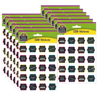 Teacher Created Resources® Chalkboard Brights Stickers, 120 Per Pack, 12 Packs