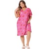 Agnes Orinda Women's Plus Size Comfort Pattern V Neck Short Sleeve Nightgowns - 3 of 4