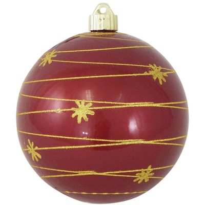 Christmas by Krebs 2ct Candy Red and Gold Tangle with Stars Shatterproof Shiny Christmas Ball Ornaments 6" (150mm)