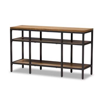 Caribou Rustic Industrial Style Oak Wood and Metal Finished Console Table Black - Baxton Studio