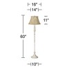 360 Lighting Vintage Chic Floor Lamp 60" Tall Antique White Washed Ivory Brocade Fabric Bell Shade for Living Room Reading Bedroom Office - 4 of 4
