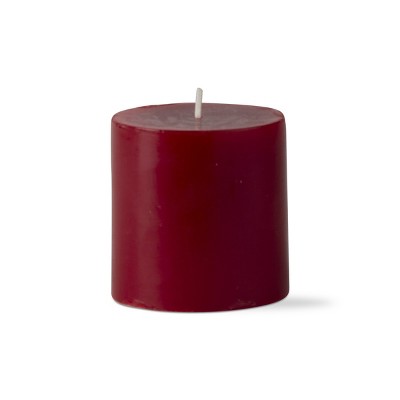 tagltd 3X3 Custom Color Unscented Paraffin Wax Pillar Cranberry Red Flat-Topped Candle For Mixed Displays Tall Hurricanes Everyday. Burn Time 30 Hours