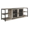 TV with Storage Cabinet and Mesh Doors, Wood Rustic TV Console, 2 Tier TV Table for Living Room Bedroom Office, Media Cabinet - 3 of 4