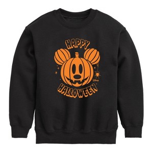 Boys' - Disney - Mickey Pumpkin Graphic Long Sleeve Fleece Sweatshirt - 1 of 4