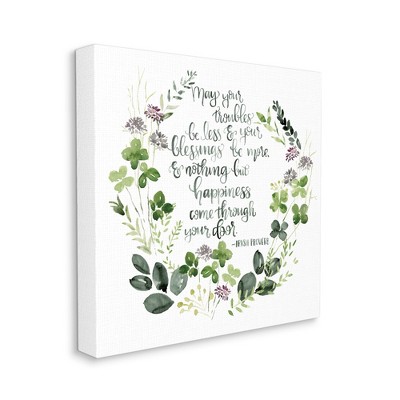 Stupell Industries Troubles Be Less Irish Proverbs Wildflower Wreath