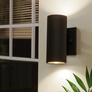 LLHZSY 2-Light 7" Modern Industrial LED Outdoor Wall Light Fixture-Black-3000K Warm Light - 1 of 4