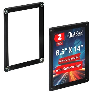 Azar Displays Black Window Sign Holder Frame with Suction Cups 8.5” x 14”, 2-Pack - 1 of 4