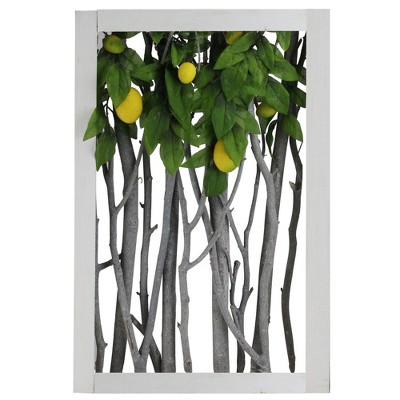 Northlight 18.5" White Birch Branch Lemon Tree Rustic Wooden Frame Decoration