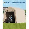 6x6 FT Portable Storage Shed, 240G Waterproof PE Tarp w/2 Zipper Doors & Vents, UV-Resistant Shelter for Motorcycle, Tools, Firewood - 2 of 4