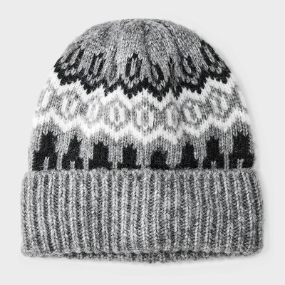 Recycled Polyester Fair Isle Beanie - Universal Thread™ Heathered Gray