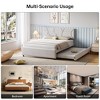 Trundle Bed Twin, Queen Size Upholstered Platform Bed Frame, Pull Out Bed with Headboard, Wood Slat Support, for Bedroom, Living Room, Guest Room - 3 of 4