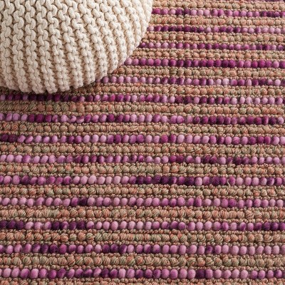 Handmade Purple and Multi Wool Square Area Rug
