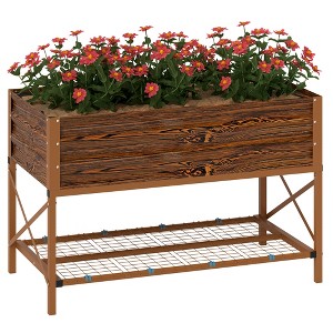 Galvanized Raised Garden Bed, Metal Planter Box with Legs, Storage Shelf and Bed Liner - 1 of 4