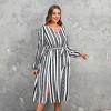 Women's Plus Size Black&White Wrap Midi Dress - Cupshe - 2 of 4