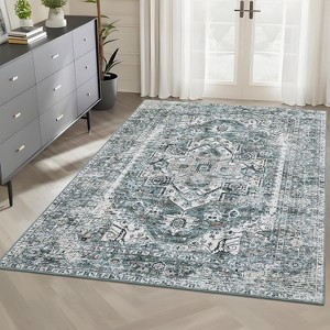 Vintage Medallion Runner Rug: Machine Washable, Non-Slip, Low-Pile Indoor Carpet for Kitchen, Hallway, Laundry - 1 of 4