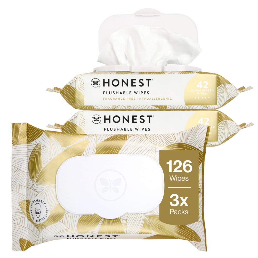 The Honest Company Flushable Wipes - Gilded Wings - 126ct: Unscented