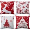 Christmas Pillow Covers Set of 4 Christmas Throw Pillow Cases with Merry Christmas Tree Snowflake Deer Winter Holiday - 2 of 4