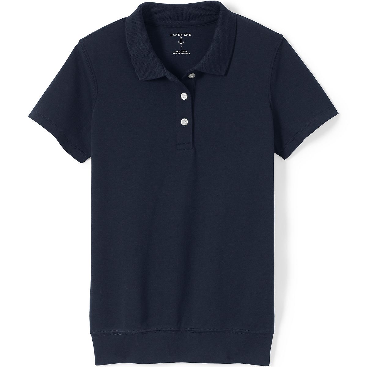 Lands' End School Uniform Men's Short Sleeve Banded Bottom Polo Shirt - thumbnail 3