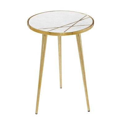 Elegant Round Marble Top Accent Table with Gold Metal Tripod Base