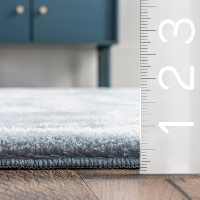 Loni Light Blue Plush Machine Washable Shag Runner Rug