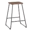 LumiSource Set of 2 Zac Industrial Counter Height Barstools Espresso: Metal Frame, Square Seat, Fixed 24" Height - image 2 of 4