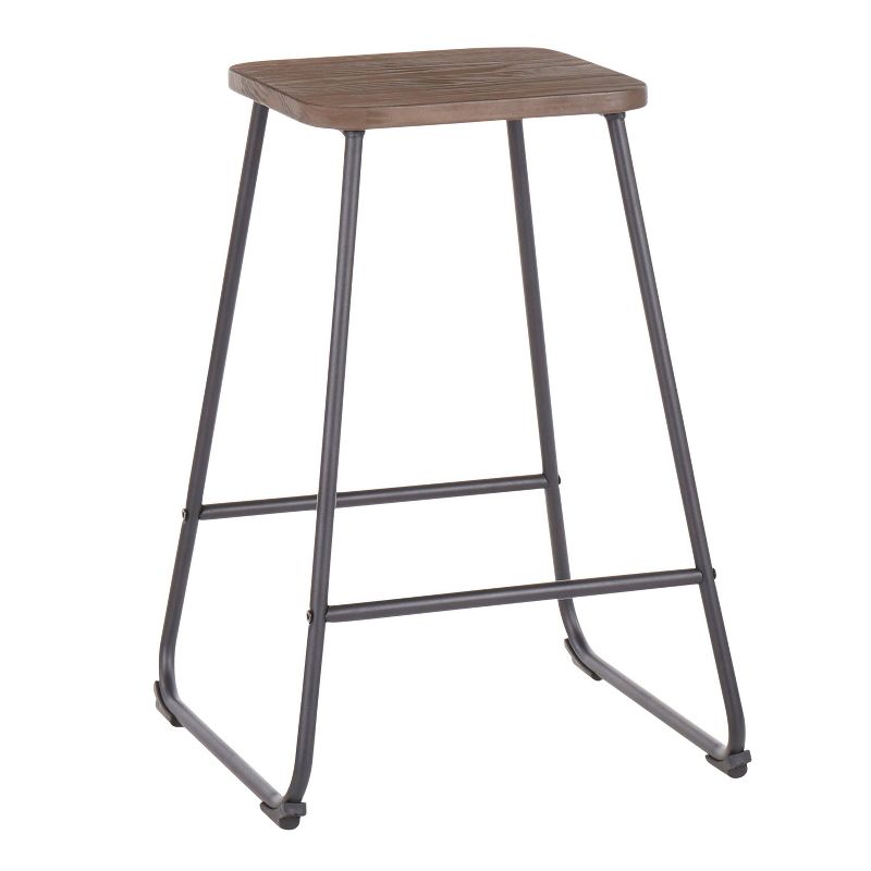 Set of 2 Zac Industrial Counter Height Barstool Espresso - LumiSource, 3 of 11