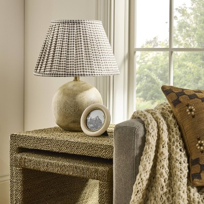 Cream Shagreen Wrapped Round MDF Tabletop Photo Frame