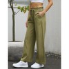 Womens Linen Pants High Waisted Wide Leg Drawstring Casual Loose Trousers with Pockets - 4 of 4