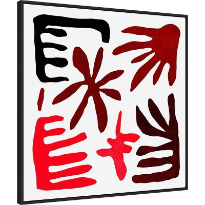 Abstract Red and Black Coral Shapes Canvas Art