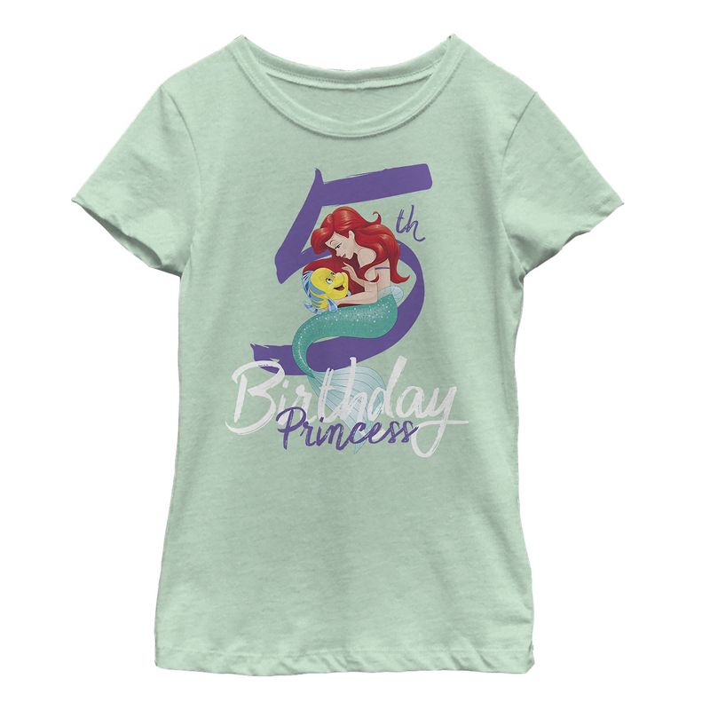 Girl's The Little Mermaid 5th Birthday T-Shirt, 1 of 4