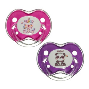 Playtex Baby – Binky Orthodontic Pacifier with Snap-On Cover, Air Comfort Shield, Medical-Grade Silicone, 0–6 Months, 2-Pack, Unicorn and Panda Design - 1 of 4