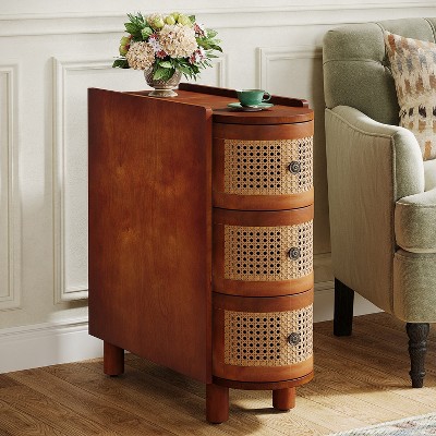 Hommoo 3-Drawer Rattan NightStand