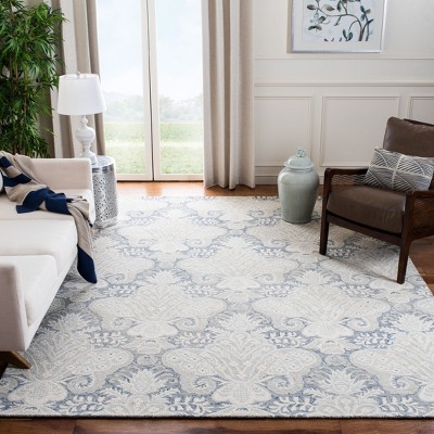 Blue and Ivory Hand-Tufted Wool 8' x 10' Area Rug