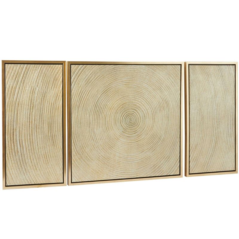 Set of 3 Canvas Starburst Ripple Framed Wall Arts with Gold Frames Gold - Olivia &#38; May, 4 of 6