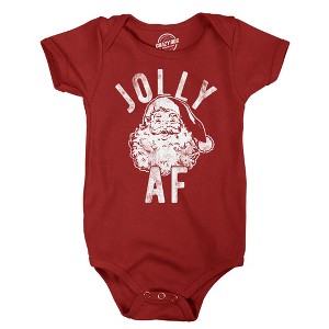 Jolly AF Baby Bodysuit Funny Sarcastic Santa Claus Graphic Novelty Jumper For Infants - Crazy Dog Baby Bodysuit Gift For Christmas - 1 of 4