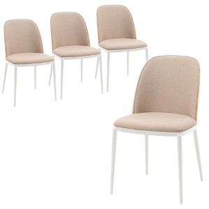 LeisureMod Tule Dining Side Chair with Velvet Seat and White Powder-Coated Steel Frame, Set of 4 - 1 of 4