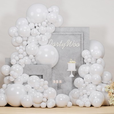 PartyWoo Balloons Pearl White 18 12 10 5 Inch 142 pcs