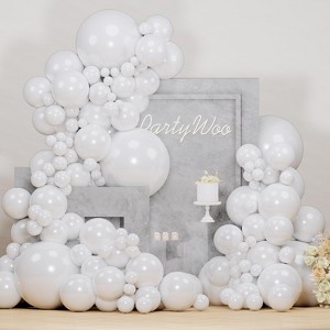 PartyWoo Balloons Pearl White 18 12 10 5 Inch 142 pcs - 1 of 4