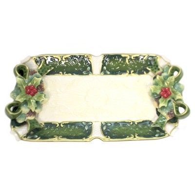  Tabletop 10.25" Holly Tray Christmas Dinner Cosmos Gifts Corp.  -  Serving Platters 