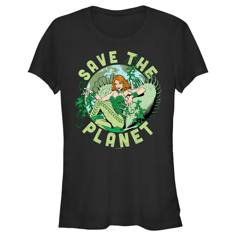 Juniors Womens Batman Save the Planet Poison Ivy T-Shirt, 1 of 5
