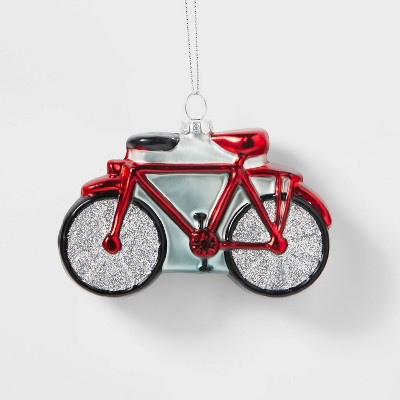 Glass Bicycle Christmas Tree Ornament Red - Wondershop™