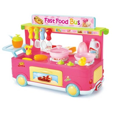Fast Food Bus Kitchen Play Set Toy 29pcs (Pink)