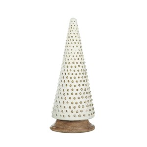 FURNIinspire Decorative Holiday Scene Props Glass Christmas Cone Tree Decoration, Home Decor for Living Room Party, White, 6.7"*6.7"*18" - 1 of 4