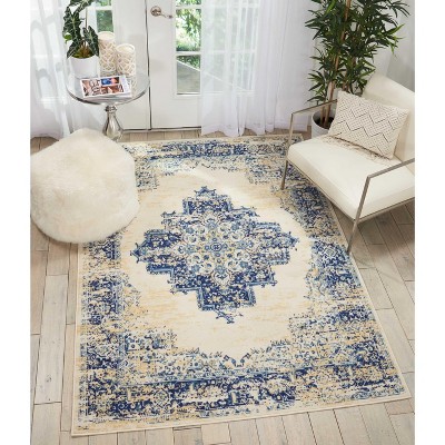 Elegant White Medallion 5' x 7' Tufted Synthetic Area Rug