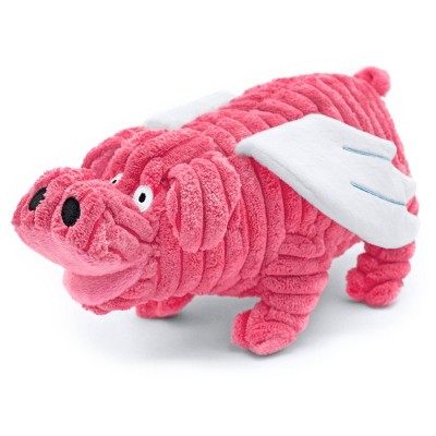 Ruffin' It Tuff Plush Flying Pig Dog Toy - Pink