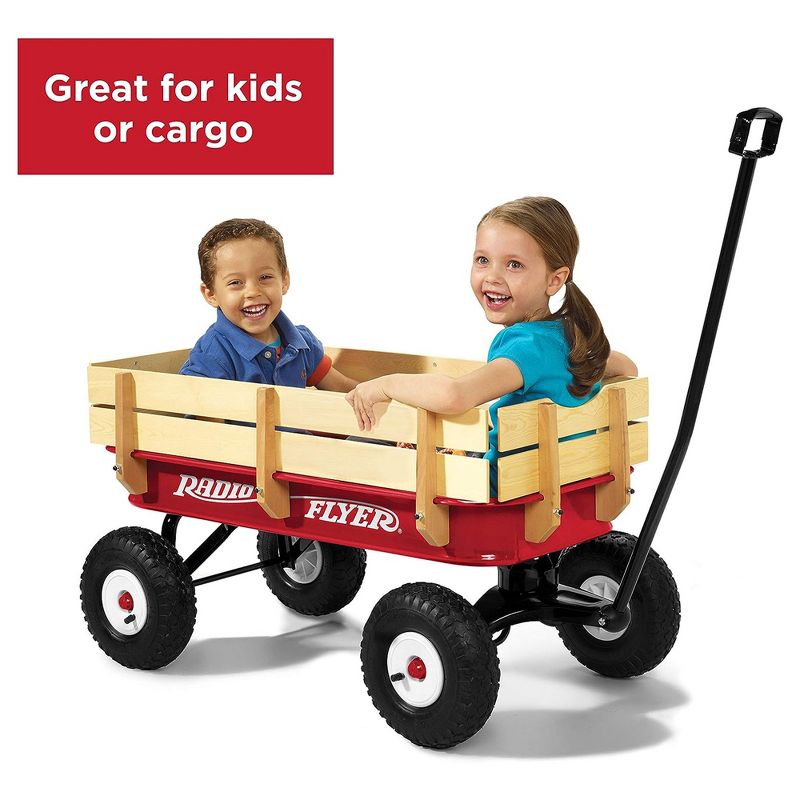 Radio Flyer Full Size All Terrain Classic Steel and Wood Pull Along Wagon, Red, 5 of 8