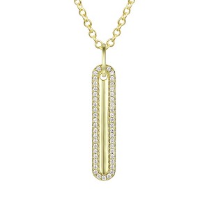 Eelgant 14K gold plated long pendant necklace with sparkling cubic zirconia accents for a touch of glamour - 1 of 3