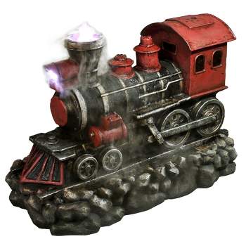 Northlight 38" Prelit LED Vintage Locomotive Train Outdoor Patio Garden Water Fountain - Red/Black